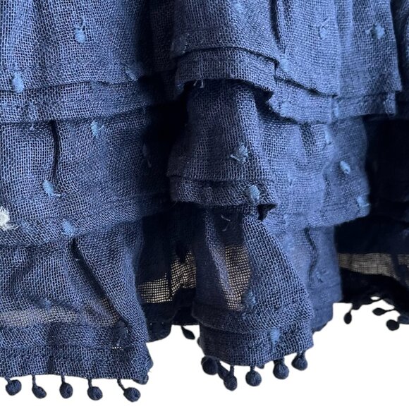"Clearance" Mackenzie Mode Mariposa Navy Swiss Dot Ramie Ruffled Mini Dress Sz 4 - Picture 7 of 12